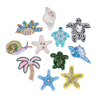 Patchs brodés 3D décoratifs à coudre sur toile, perles en résine, sequins, forme animaux marins, pour sacs et textiles de maison