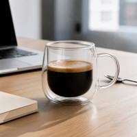 Tasse à café en verre double borosilicate Offre Spéciale avec poignée Tasse à bière domestique résistante à la chaleur avec poignée