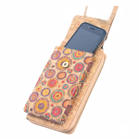 Tas Telepon Kork Vintage Multifungsi Dompet Portabel dengan Lapisan Poliester dan Penutup Tombol Aksesoris Populer