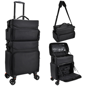 Rolling <b>Makeup</b> <b>Case</b> Professional Cosmetic <b>Case</b> Organizer Cosmetology Suitcase Nail Polish Storage Travel Salon Barber <b>Case</b> - Product Image 1