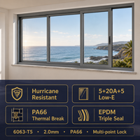 JUNYAO Doppelverglastes Horizontales Schiebefenster aus Aluminiumlegierung PA66 mit Thermischer Trennung, Schalldicht, Energieeffizient, Premium NFRC AS2047