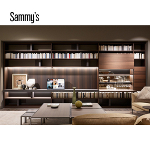 Mobile TV di Lusso in Legno con Ante Elettriche a Scomparsa per Soggiorno e <span class=keywords><strong>Cucina</strong></span>, <span class=keywords><strong>Vetrina</strong></span> Contemporanea - Product Image 2