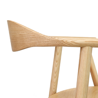 Chaise de salle à manger en bois massif nordique avec accoudoirs en corne de vache, dossier incurvé, fauteuil en bois pour salle à manger, restaurant, café