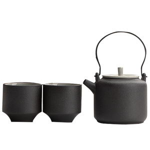 Shangyan Black Pottery Kung Fu <b>Tea</b> <b>Set</b> One <b>Pot</b> Two Cups Round With Lid Home Use Gift <b>Set</b> - Product Image 3