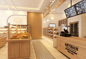 เคาน์เตอร์บาร์คาเฟ่ไม้เฟอร์นิเจอร์ร้านอาหารตามธีมที่กำหนดเองสำหรับการออกแบบตกแต่งภายในร้านกาแฟ - Product Image 2