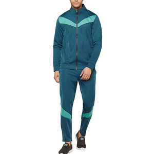 Conjunto deportivo de 2 piezas para hombre, chaqueta con cuello alto y cremallera, estilo patchwork con bloques de color, de nailon, corte holgado, y pantalones jogger. - Product Image 5