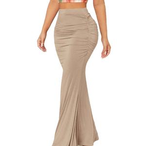 Jupe longue sirène plissée moulante sexy pour femme, nouvelle collection été, tissus de luxe légers, personnalisable OEM, vente en gros - Product Image 4