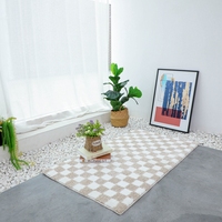 Checkerboard Soft Polyester Area Rug Anti Slip Washable Multi Color Carpet for Living Room Bedroom