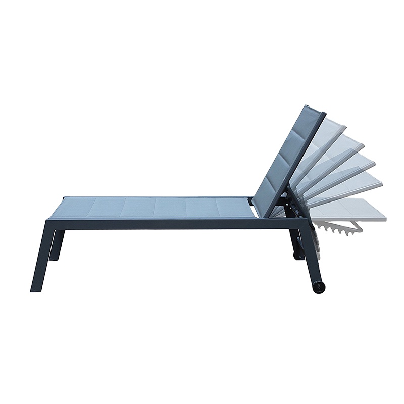 Cadre en aluminium enduit de poudre Lit couché Plage Piscine Patio Chaise longue Chaise longue Mobilier d'extérieur antique Chaise longue moderne