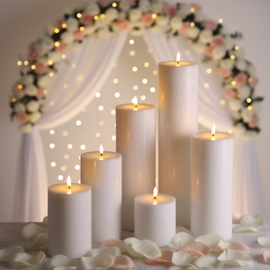Bougie pilier en cire de paraffine LED 3D à effet flamme, fonctionnant sur piles, fabriquée à la main, contrôlée par bouton - Product Image 1