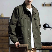 Veste de terrain pour homme, manteau cargo à col montant, vêtement d'extérieur décontracté coupe-vent pour l'automne