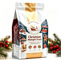 Sachet Doypack de Noël personnalisé imprimé en héliogravure, haute résistance à l'humidité, en BOPP Nylon refermable avec fermeture Ziplock pour biscuits, noix et chocolat