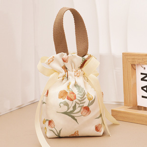 Sacs cadeaux personnalisés en toile de mousseline avec cordon de serrage, motif pomme rouge, pour fournitures de fête, en gros - Product Image 5