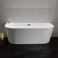Baignoire autoportante en acrylique blanc CE pour immersion individuelle, bain à remous SPA pour adultes avec drain, pour salle de bain intérieure, appartement, hôtel, villa, entrepôt
