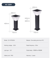 Lampadaire solaire à LED bicolore IP65 DC 5W ROHS avec photocellule en aluminium et PC pour la décoration des allées de jardin et de pelouse