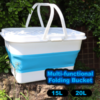 Seau pliable pratique 13L 15L 20L pour poissons vivants à fond dur équipement de pêche en plein air boîte de matériel de pêche en gros