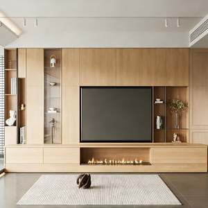 Mueble de TV Flotante de Madera Simple Personalizado BALOM con Sistema de Estantes de Pared con Iluminación LED, Mueble de TV para Dormitorio y Sala de Estar - Product Image 4