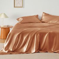 Ensemble de draps en soie de mûrier 100% King Size de luxe personnalisé draps housse de style uni avec taie d'oreiller 4 pièces pour hôtels