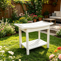 Table d'appoint Adirondack avec étagère de rangement à 2 niveaux en HIPS, table d'appoint de jardin pour balcon, pelouse, cour