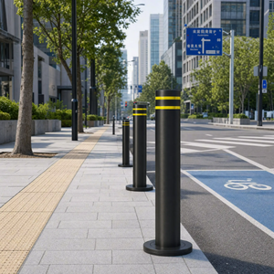 Poteau de signalisation fixe anti-collision noir de 168 mm, revêtu de peinture en poudre, barrière routière en acier robuste pour trottoir, usage communautaire et commercial - Product Image 2