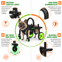 Geländegängiger, verstellbarer Hunderollstuhl mit Leuchtfunktion und Schwenkrädern – Post-OP-Wagen für kleine, mittelgroße und große Hunde (Größen S-XL)