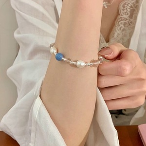 S925 Sterling Silver Aquamarine Pearl Crystal <b>Bracelet</b> For Women Everyday Wear Jewelry Accessory - Product Image 5