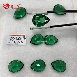 love Fire <strong>Gems</strong> High Quality Pear <strong>Machine</strong> <strong>Cut</strong> Green Nano Crystal Glass Stone China Synthetic Nano - Product Image 4