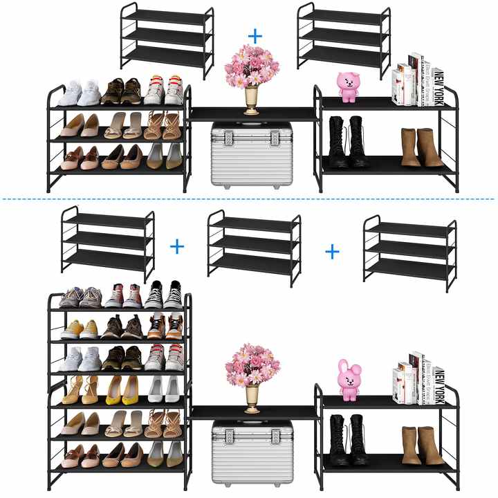 3-tier Stackable Shoe Rack - Expandable & Adjustable Storage