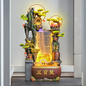 Fuente de agua estilo del sudeste asiático con rocalla, luz y agua que fluye para la sala de estar, entrada, oficina, decoración Feng Shui - Product Image 1