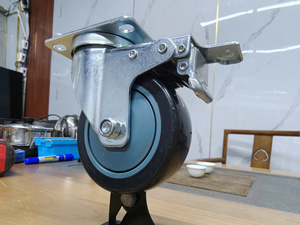 Rueda industrial de PU gris con soporte cincado, de 3, 4 y 5 pulgadas, para reemplazo de ruedas de carros universales y carretillas, precio económico. - Product Image 4