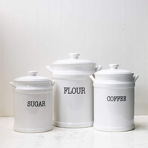 Bianco di formato personalizzato smaltato tè di caffè di zucchero sale da cucina barattolo di archiviazione di <span class=keywords><strong>ceramica</strong></span> per la decorazione - Product Image 3