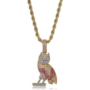Colar Masculino de Latão Colorido com Pingente de Coruja e Zircônia Cúbica Cravejada Estilo Hip Hop – Presente Perfeito - Product Image 5