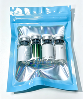 Pochette refermable en Mylar holographique couleur personnalisée avec fenêtre transparente, sac d'emballage en feuille métallisée anti-humidité pour l'emballage de flacons en verre