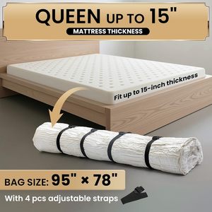 Sacs de rangement sous vide modernes et écologiques pour matelas en mousse plastique pliables, gain de place, Queen/Full/Full-XL, bleus, avec fermeture éclair, pour salon - Product Image 2
