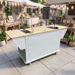 Carrito de Café Móvil de Madera de Grado Alimenticio, Puesto de Bebidas, Barra con Logotipo Personalizado y Caja de Luz para Tiendas Pop-up, Bodas y Negocios en Centros Comerciales - Product Image 2