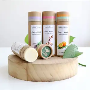 Custom Printing Biodegradable Eco Kraft Lipbalm Cardboard Cosmetic Container Push Up Paper Tube For Deodorant Stick