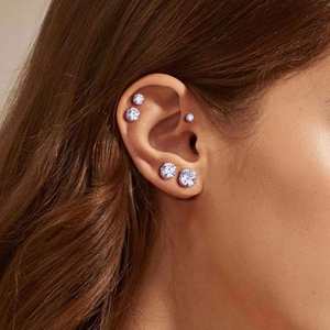 Vintage Style 925 Sterling <b>Silver</b> <b>Stud</b> Earrings with Round 5A Cubic Zircon for Women-Wedding Engagement Anniversary Party Gift - Product Image 4