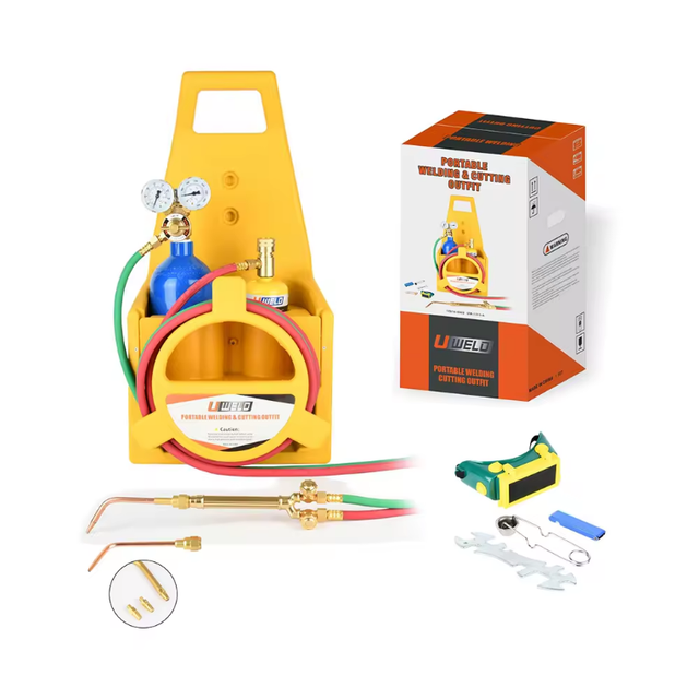 Uweld Multi-functional Case Portable Gas Welding Kit MAPP Torch Kit Oxygen Gas Cylinder and Mapp Gas