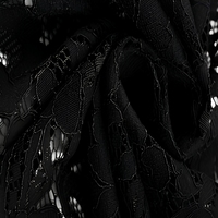 Tissu en dentelle tricoté noir léger avec motif floral pour robes