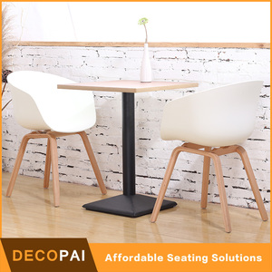 Plateau stratifié HPL bordure acrylique base métallique Table à manger en fer pour café restaurant salle à manger - Product Image 3