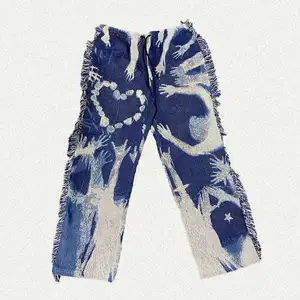 Woven Tapestry Pants With Pockets Tassels Custom Logo Blanket Men's Trousers
