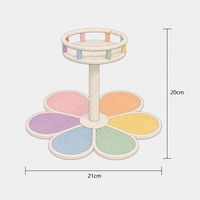 Perchoir en bois pour oiseaux Rainbow Flower, 20 cm, base à six pétales en corde de coton, pour perruches et calopsites
