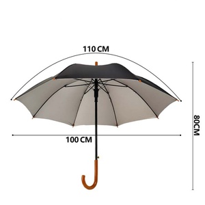 Parapluie publicitaire le moins cher Parapluie bleu à poignée en J droit anti-tempête - Product Image 3