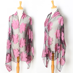 Đa màu sắc thêu thiết kế lụa organza khăn choàng khăn - Product Image 4