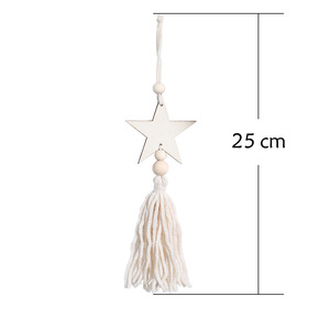 Décoration <span class=keywords><strong>murale</strong></span> bohème en macramé fait main en coton beige et bois, <span class=keywords><strong>soleil</strong></span>, <span class=keywords><strong>lune</strong></span>, étoile, 25 cm, ornement de décoration intérieure - Product Image 6
