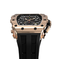 Reloj de Hombre Automático de Lujo de la Mejor Calidad, con Esfera de Esqueleto, 5 BAR, Deportivo, Elegante, de Acero Inoxidable y Silicona