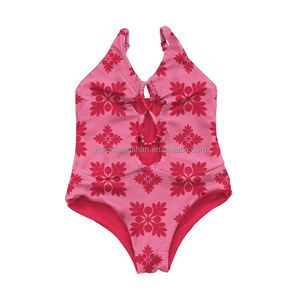 Tutina Corta Senza Maniche per Bambine con Stampa Floreale Hawaiana e Volant, Vendita Calda - Product Image 6