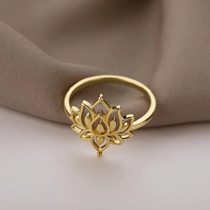 Colgante de flor de loto dorado para joyería budista, colgante de aleación, regalo unisex, amuletos de moda T0219 - Product Image 3