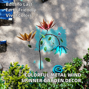 Décoration de jardin moderne et colorée en métal écologique, en forme de fleur, pour cour, patio, pelouse, ornement extérieur, cadeau - Product Image 2