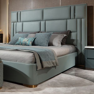 KMJ Design Italiano, Set Camera da <span class=keywords><strong>Letto</strong></span> Lussuoso e Moderno, <span class=keywords><strong>Letto</strong></span> <span class=keywords><strong>Matrimoniale</strong></span> King Size 1,8m, Struttura in Legno Massello, <span class=keywords><strong>Letto</strong></span> in Pelle Stile Morbido - Product Image 2